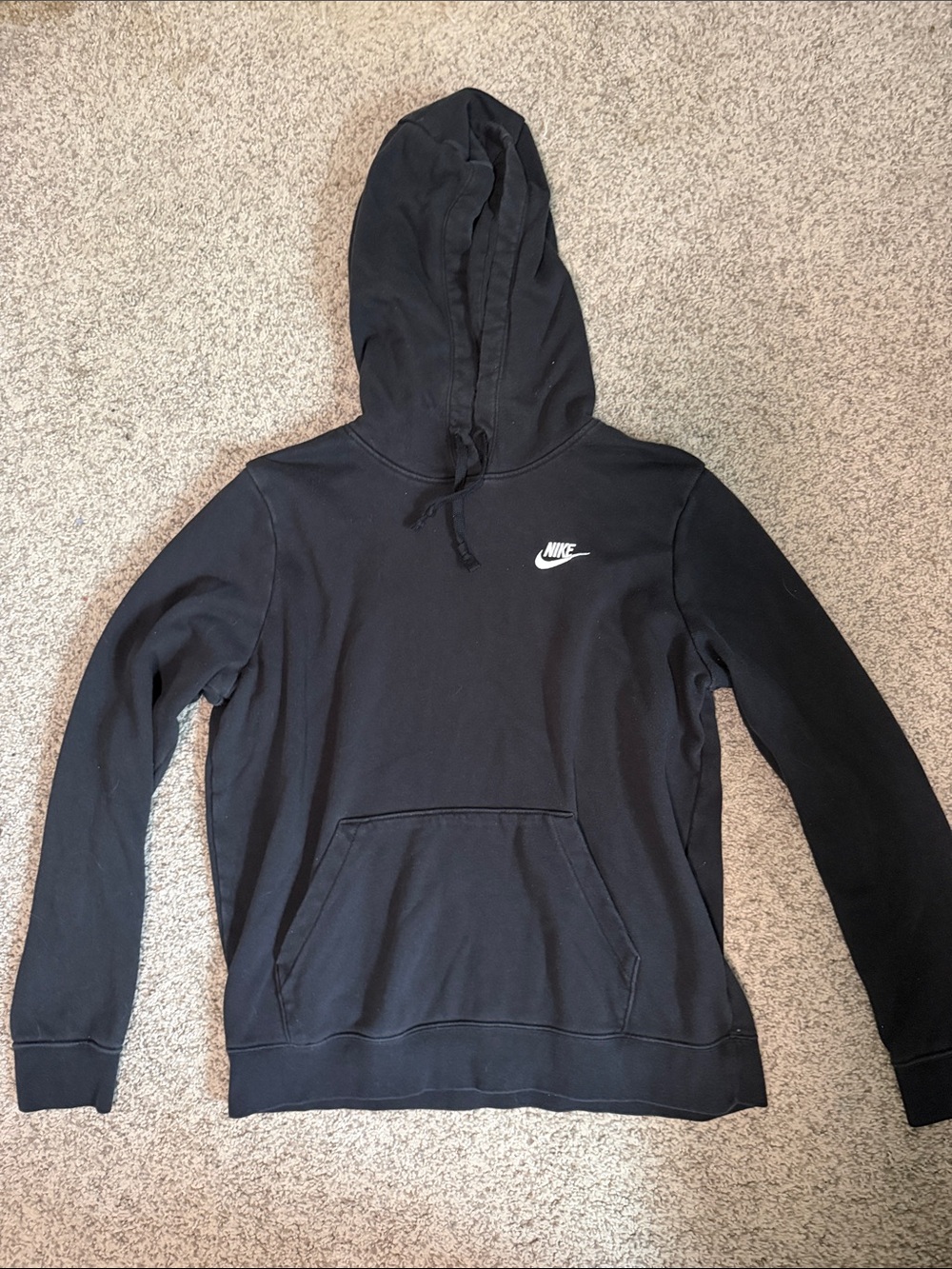 Nike Black Hoodie with White Swoosh - Men's Pullover